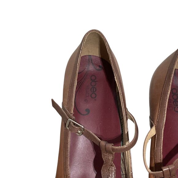 Abeo Leather Braided T-Strap Women's Heels Vella 10M - Picture 8 of 12